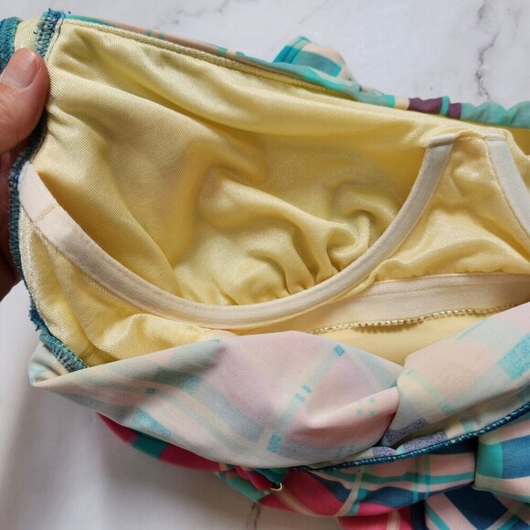 Talbots Pink Teal Geometric One-Piece Swimsuit Bathing Suit Slimming Size 12 - Picture 6 of 9